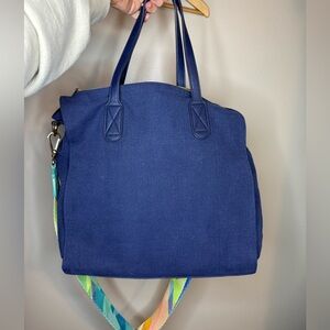 Erin Condren‎ Navy Canvas Tote Bag w/ 2 Interchangeable Straps Crossbody